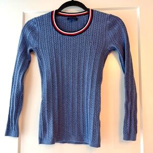 Tommy Hilfiger Light Blue Crew Neck Cable Knit Sweater